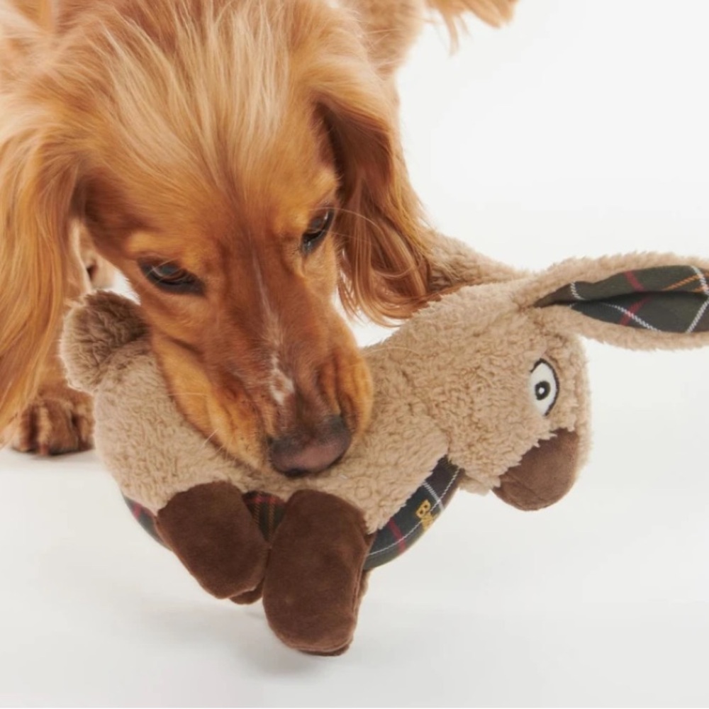 Barbour Dog Toy Rabbit Plaid Stuffed Logo Squeaker Dog Toy 🐾Best Friend - Picture 2 of 10